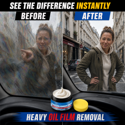 Car Glass Oil Film Remover – Eliminates glare & wiper smears, repels rain.
