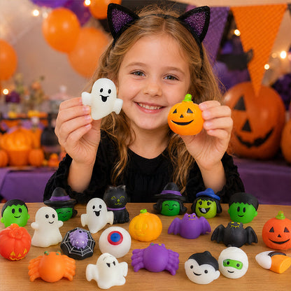 👻🔥🎃Halloween Squishies Stress Relief Toy Set, Classic Pumpkin/Ghost/Bat Shapes, Classroom Rewards & Trick-or-Treat