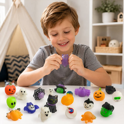 👻🔥🎃Halloween Squishies Stress Relief Toy Set, Classic Pumpkin/Ghost/Bat Shapes, Classroom Rewards & Trick-or-Treat