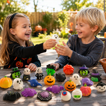 👻🔥🎃Halloween Squishies Stress Relief Toy Set, Classic Pumpkin/Ghost/Bat Shapes, Classroom Rewards & Trick-or-Treat