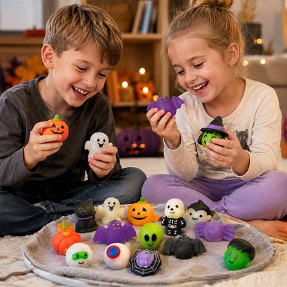 👻🔥🎃Halloween Squishies Stress Relief Toy Set, Classic Pumpkin/Ghost/Bat Shapes, Classroom Rewards & Trick-or-Treat