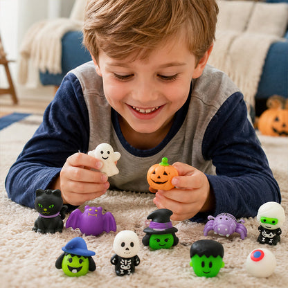 👻🔥🎃Halloween Squishies Stress Relief Toy Set, Classic Pumpkin/Ghost/Bat Shapes, Classroom Rewards & Trick-or-Treat