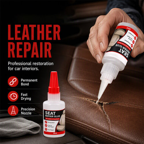 🚗 Quick Dry Car Seat Leather Repair Glue‑ Precision Nozzle Vinyl & Leather Adhesive, Permanent Bond Repair Glue for Car Seats, Sofas & Leather Furnitures (offer